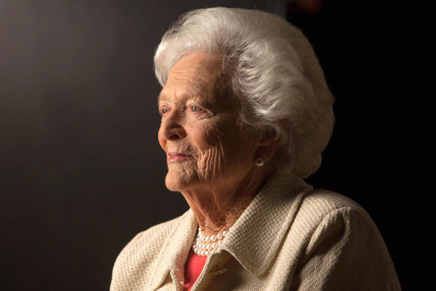 COLLEGE STATION, TX -- OCTOBER 24: Former First Lady Barbara Bush is interviewed for The Presidents Gatekeepers project about the White House Chiefs of Staff at the Bush Library, October 24, 2011 in College Station, Texas. (Photo by David Hume Kennerly/Getty Images).
