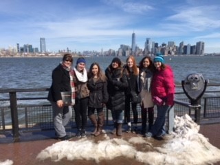 On Liberty Island with View of NYC