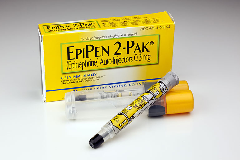 Chattanooga, United States - August 12, 2011: EpiPen is an Epinephrine auto-injector type syringe that is used to treat life-threatening allergic reactions or anaphylaxis.
