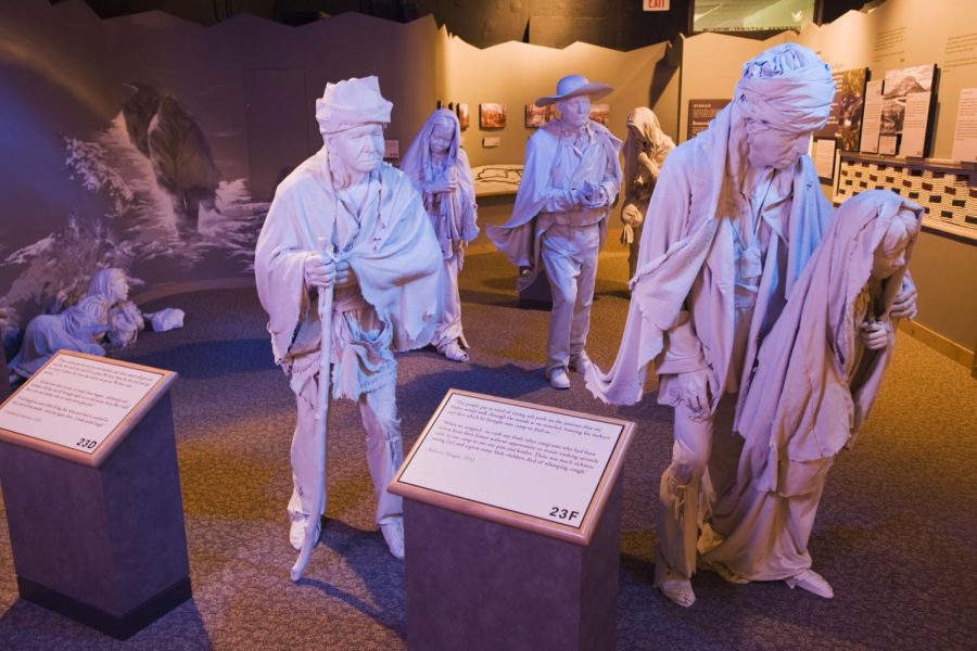 Sculptures from the Cherokee National Museum. The purpose is to leave an emotional understanding of the Trail of Tears.