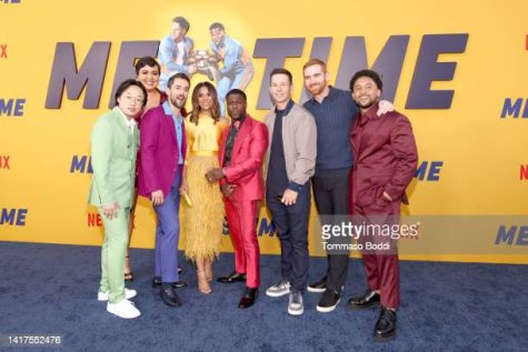 LOS ANGELES, CALIFORNIA - AUGUST 23: Jimmy O. Yang, Ilia Isorelys Paulino, Luis Gerardo Méndez, Regina Hall, Kevin Hart, Mark Wahlberg, Andrew Santino and Tahj Mowry attend the Netflix ME TIME Premiere at Regency Village Theatre on August 23, 2022 in Los Angeles, California. (Photo by Tommaso Boddi/Getty Images for Netflix)