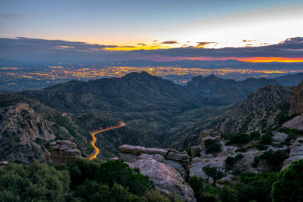 Sunset view of Tucson Arizona looking from Mt Lemmon