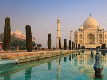 An immense mausoleum of white marble, built in Agra between 1631 and 1648 by order of the Mughal emperor Shah Jahan in memory of his favourite wife, the Taj Mahal is the jewel of Muslim art in India and one of the universally admired masterpieces of the worlds heritage.