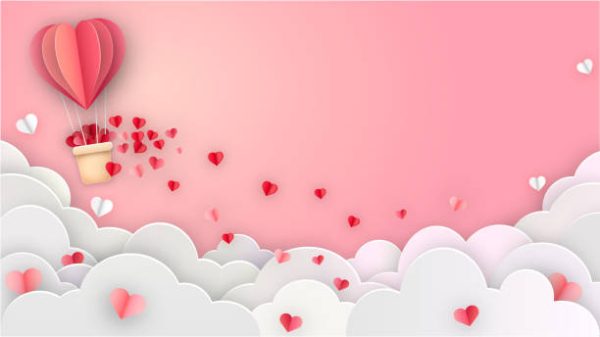 illustration Valentines Day background by paper cut style, Heart balloon flying and scattering little heart in the sky with copy space for Advertising, greetings card, flyers, invitation, posters, brochure, banners, calendar