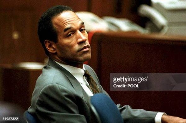 LOS ANGELES, CA - DECEMBER 8:  O. J. Simpson sits in Superior Court in Los Angeles 08 December 1994 during an open court session where Judge Lance Ito denied a media attorneys request to open court transcripts from a 07 December private meeting involving prospective jurors. Final selection of alternate jurors by attorneys in the double murder case is expected later this afternoon.  (Photo credit should read POOL/AFP via Getty Images)
